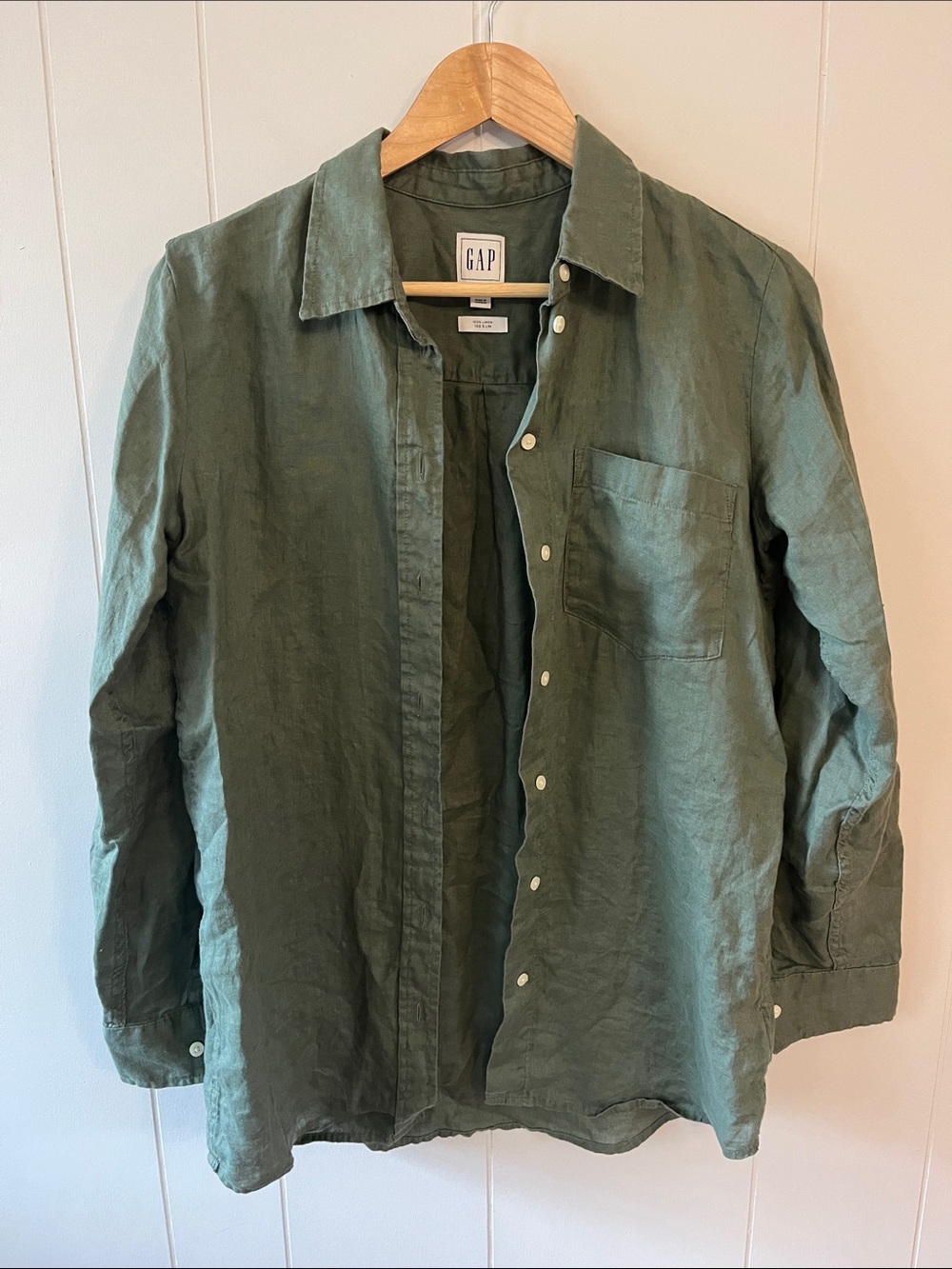 GAP Olive Green 100% Linen Shirt